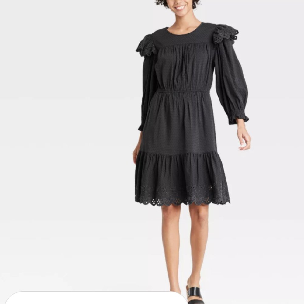 Women's Ruffle Long Sleeve Ruffle Dress - Universa